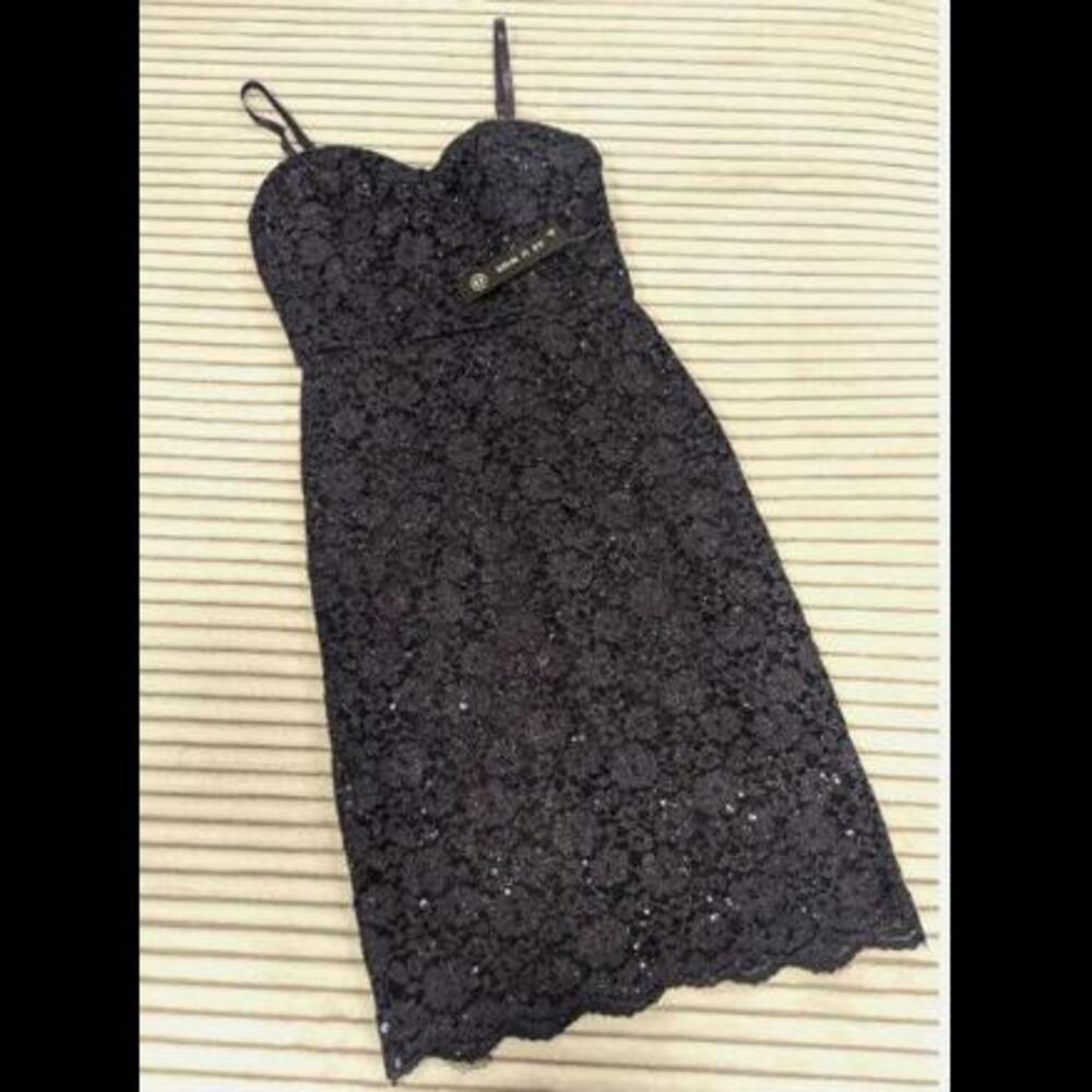 As U Wish Small Black Lace Stretch Evening Cocktail Dress